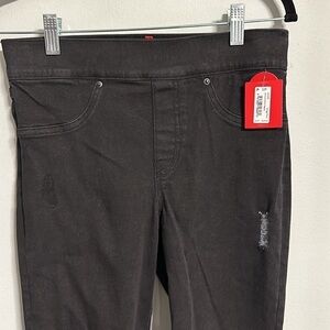 SPANX Distressed Denim Legging VTG Black 20213R Pull On Stretch Jegging Pant S/P